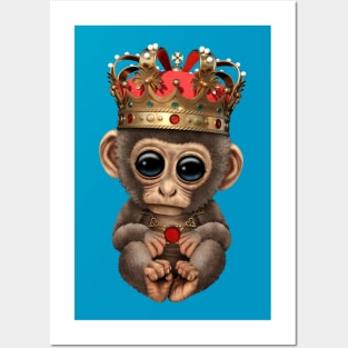 Cute Royal Monkey Wearing Crown Posters and Art